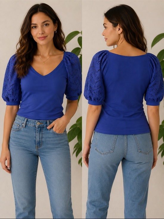 A Loves A Tops - Feminine Cottagecore NWT Vibrant Blue Top XS, going out blouse